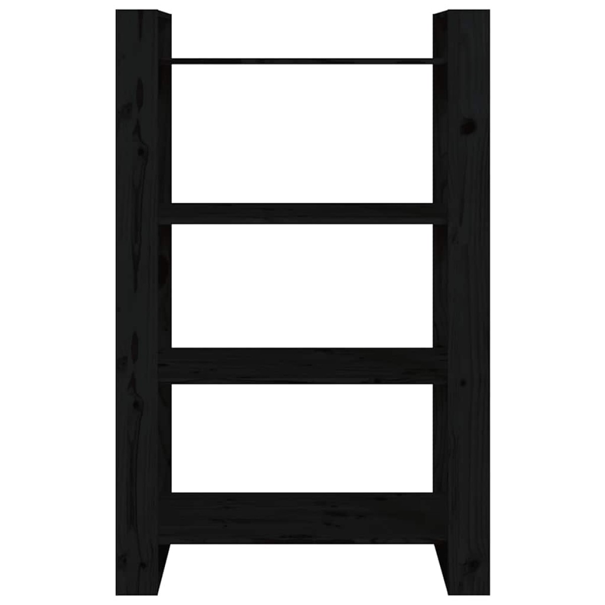 vidaXL Βιβλιοθήκη/Διαχωριστικό Χώρου Μαύρο 80x35x125 εκ. Μασίφ Πεύκο