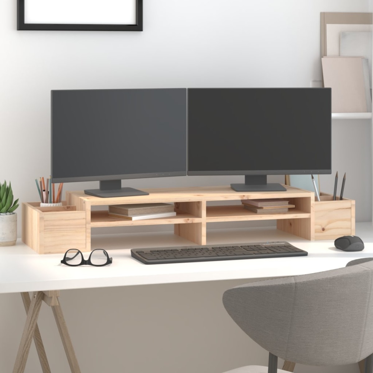 vidaXL Βάση Οθόνης 100 x 27,5 x 15 εκ. από Μασίφ Ξύλο Πεύκου