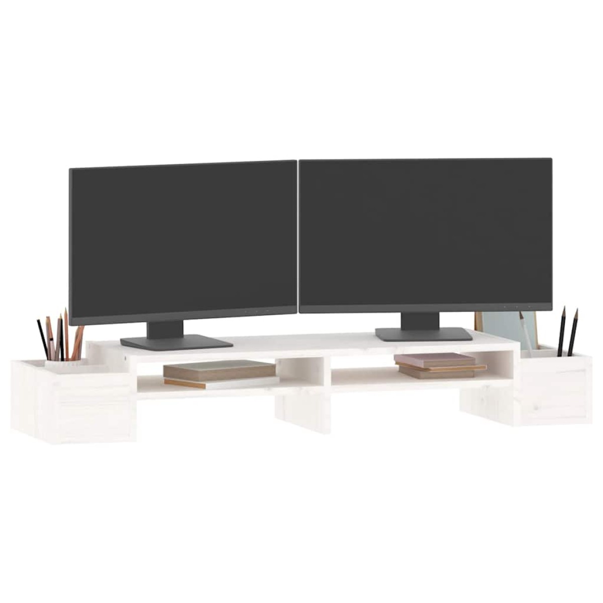 vidaXL Βάση Οθόνης Λευκή 100x27,5x15 εκ. από Μασίφ Ξύλο Πεύκου