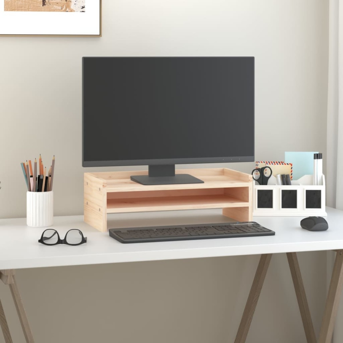 vidaXL Βάση Οθόνης 50 x 24 x 16 εκ. από Μασίφ Ξύλο Πεύκου