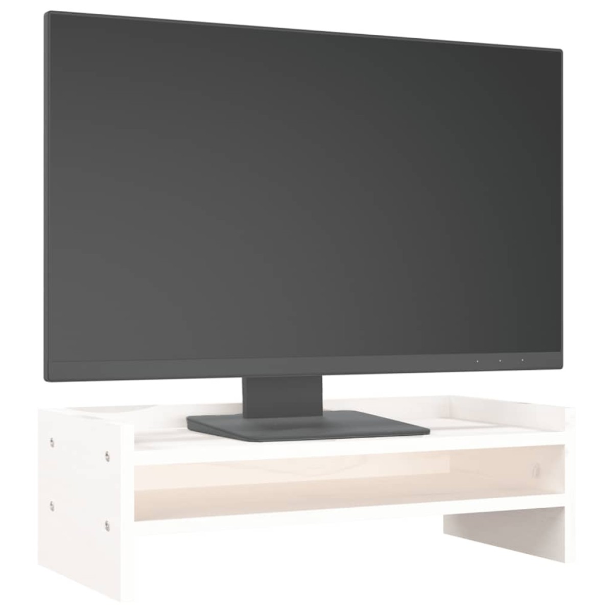 vidaXL Βάση Οθόνης Λευκή 50x24x16 εκ. από Μασίφ Ξύλο Πεύκου
