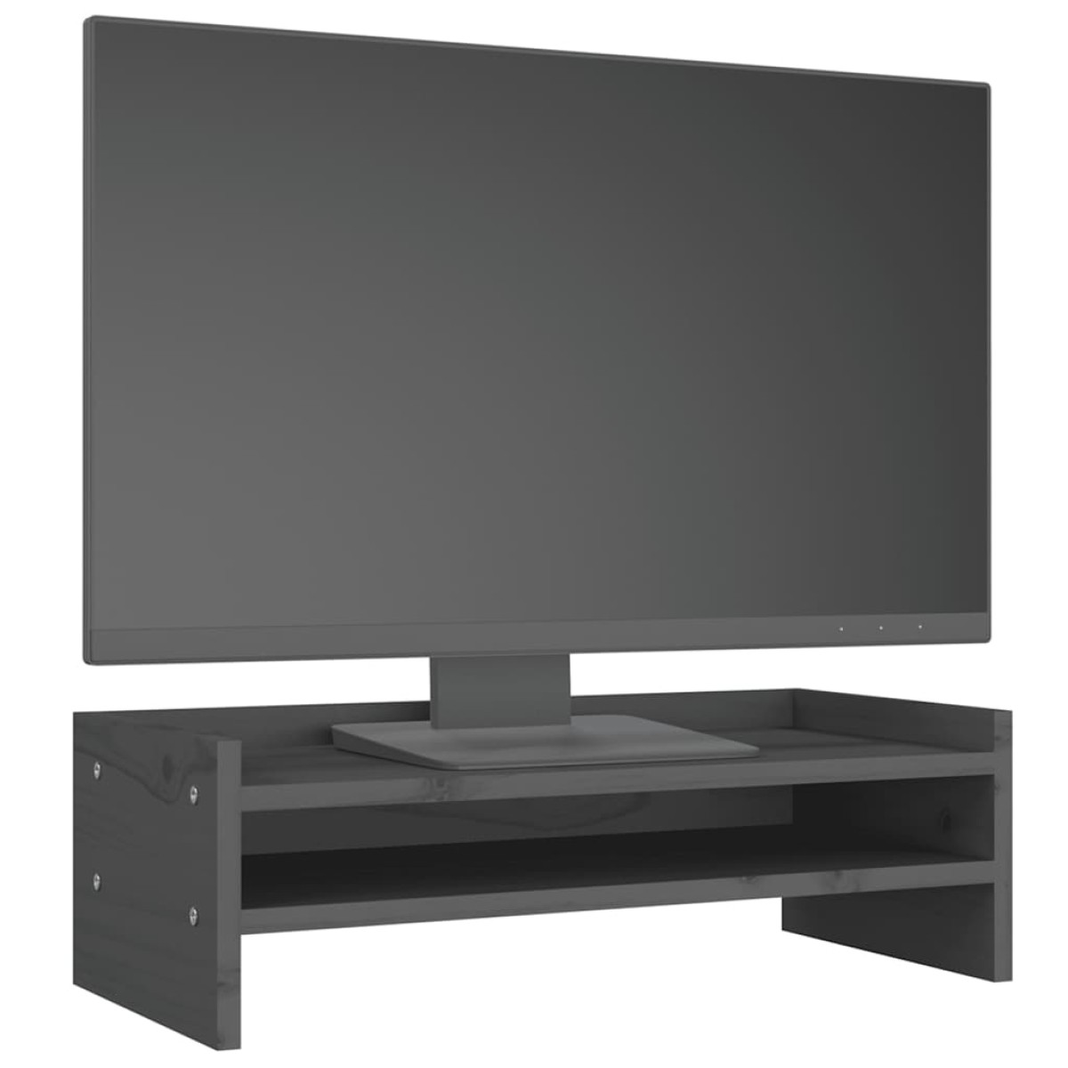 vidaXL Βάση Οθόνης Γκρι 50 x 24 x 16 εκ. από Μασίφ Ξύλο Πεύκου