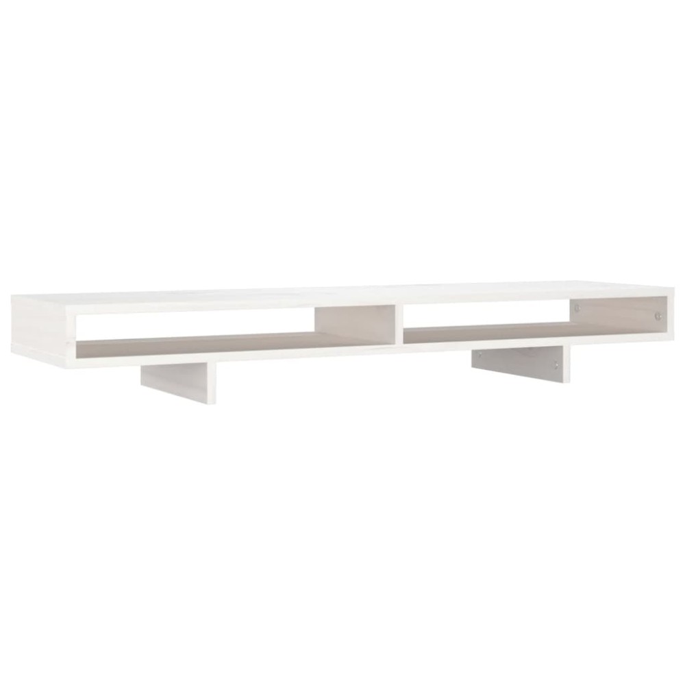 vidaXL Βάση Οθόνης Λευκή 100x27x14 εκ. από Μασίφ Ξύλο Πεύκου