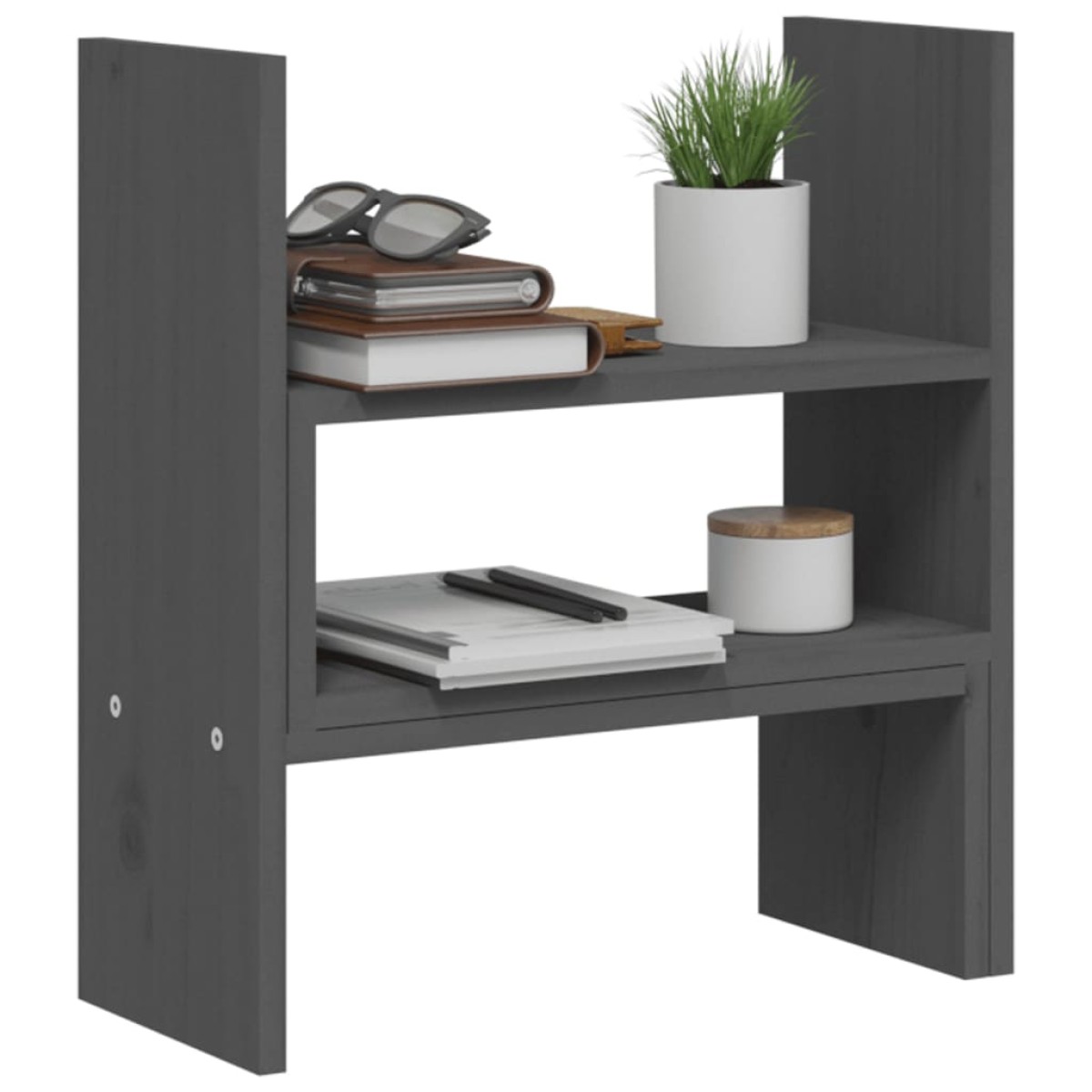 vidaXL Βάση Οθόνης Γκρι (39-72)x17x43 εκ. από Μασίφ Ξύλο Πεύκου