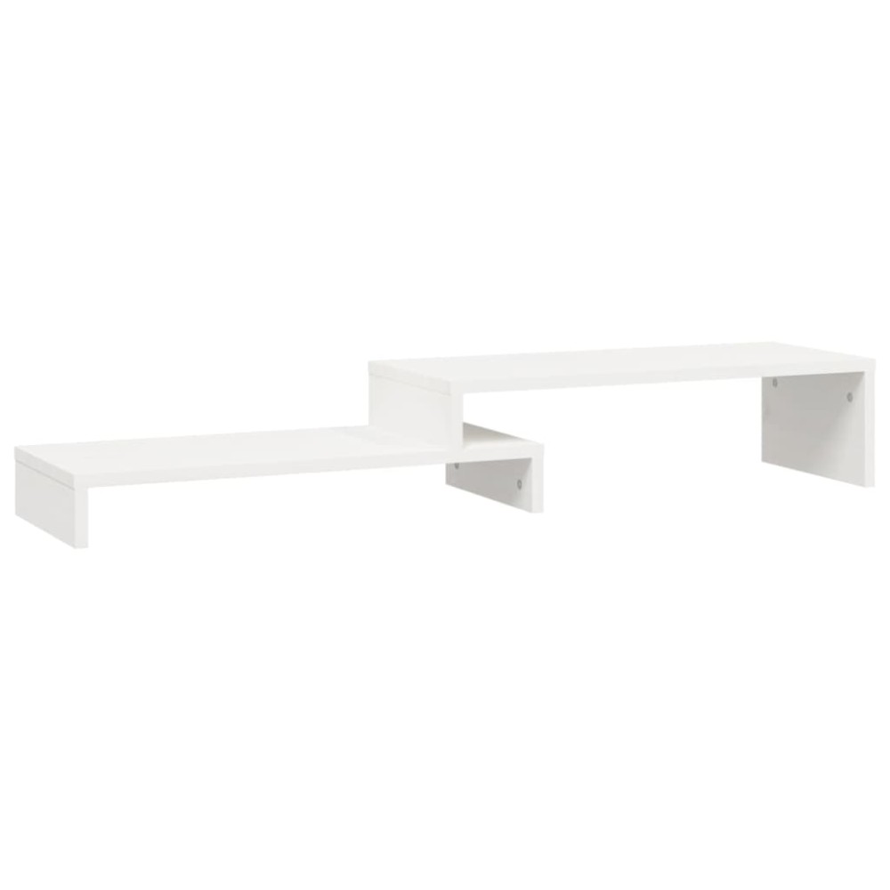 vidaXL Βάση Οθόνης Λευκή (52-101)x22x14 εκ. από Μασίφ Ξύλο Πεύκου