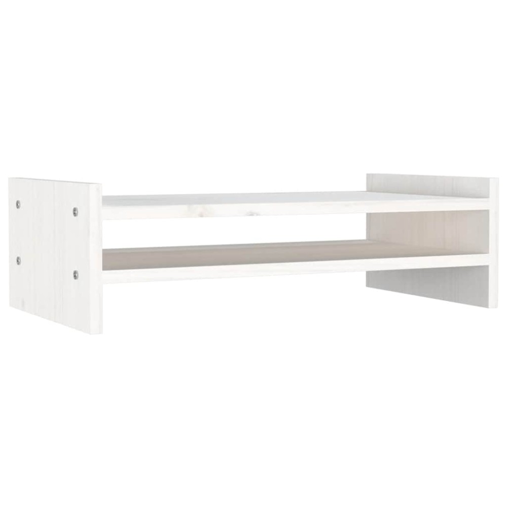 vidaXL Βάση Οθόνης Λευκή 50 x 27 x 15 εκ. από Μασίφ Ξύλο Πεύκου