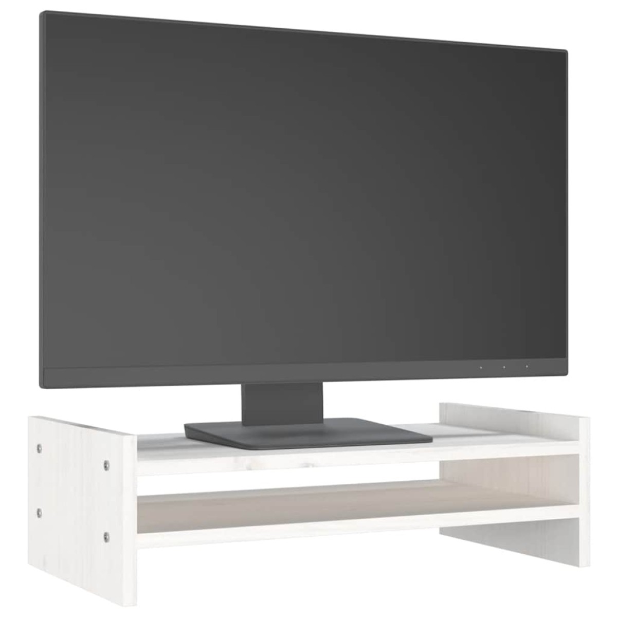 vidaXL Βάση Οθόνης Λευκή 50 x 27 x 15 εκ. από Μασίφ Ξύλο Πεύκου