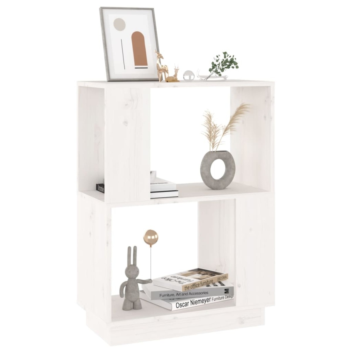 vidaXL Βιβλιοθήκη/Διαχωριστικό Χώρου Λευκό 51x25x70 εκ. Μασίφ Πεύκο