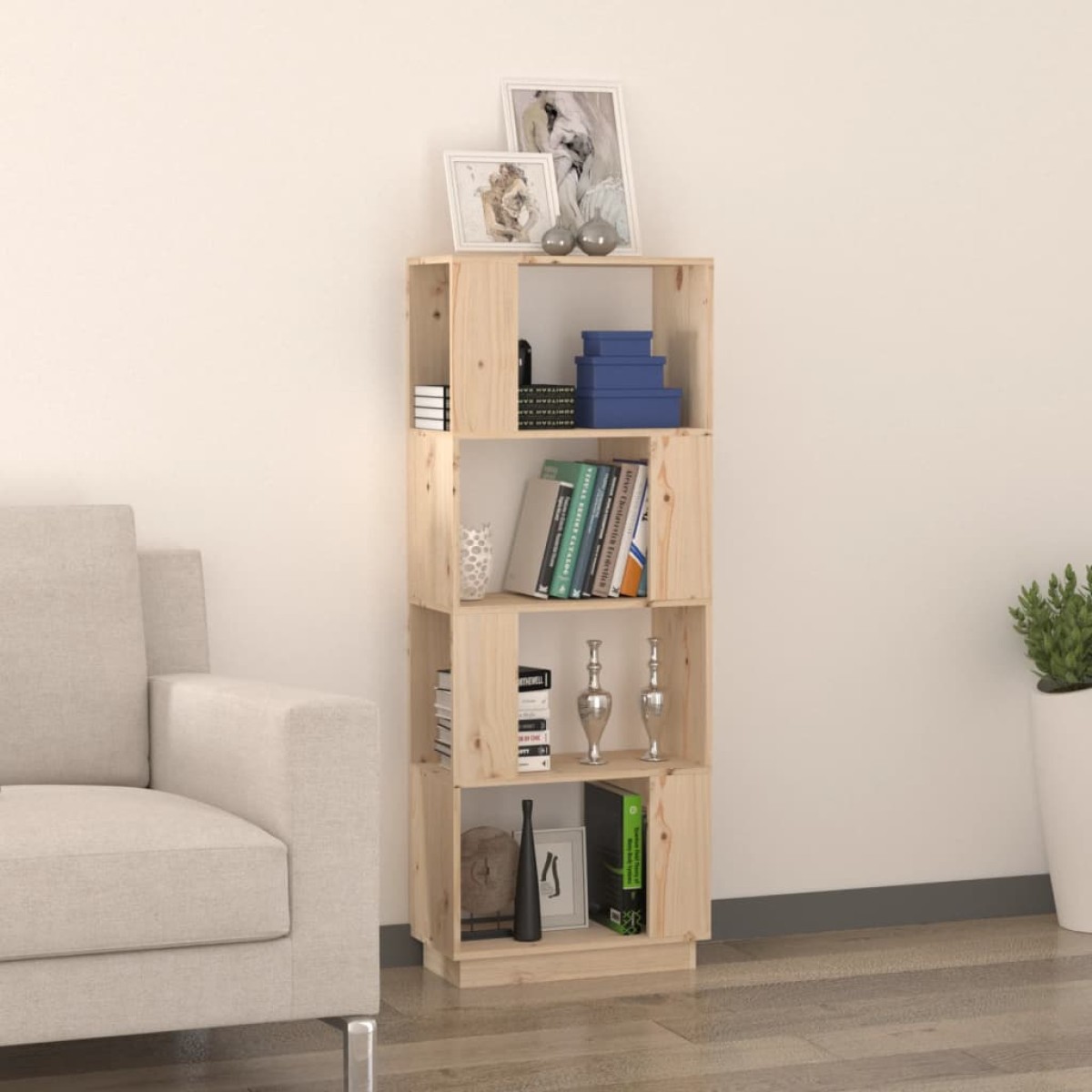 vidaXL Βιβλιοθήκη/Διαχωριστικό Χώρου 51x25x132 εκ. Μασίφ Ξύλο Πεύκου