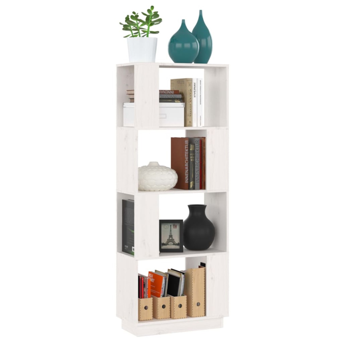 vidaXL Βιβλιοθήκη/Διαχωριστικό Χώρου Λευκό 51x25x132 εκ. Μασίφ Πεύκο