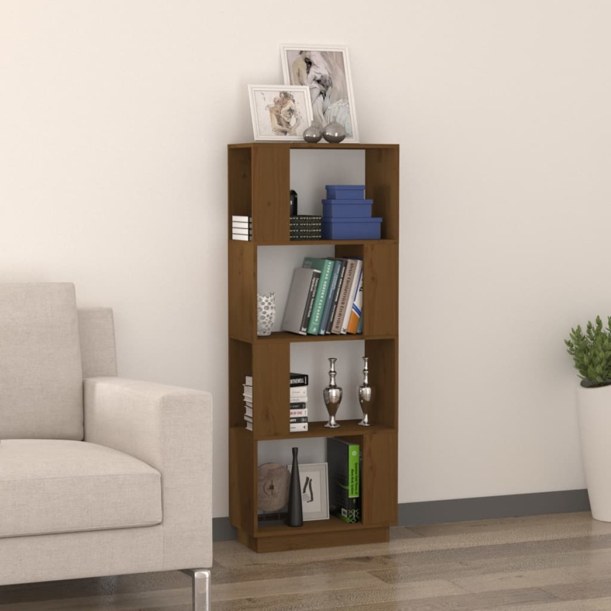 vidaXL Βιβλιοθήκη/Διαχωριστικό Χώρου Μελί 51x25x132 εκ. Μασίφ Πεύκο