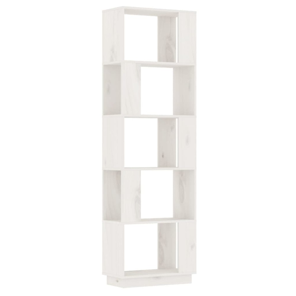 vidaXL Βιβλιοθήκη/Διαχωριστικό Χώρου Λευκό 51x25x163,5 εκ. Μασίφ Πεύκο