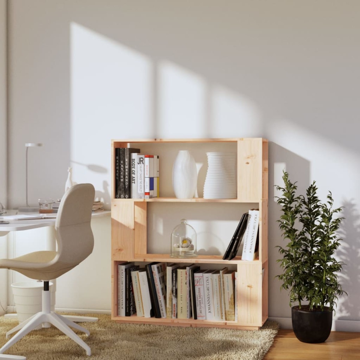 vidaXL Βιβλιοθήκη/Διαχωριστικό Χώρου 80x25x101 εκ. Μασίφ Ξύλο Πεύκου