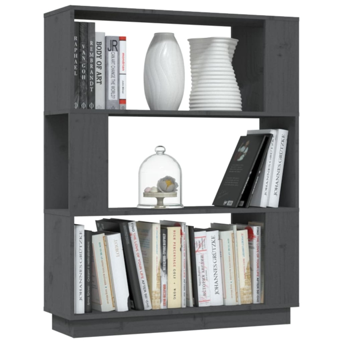 vidaXL Βιβλιοθήκη/Διαχωριστικό Χώρου Γκρι 80x25x101 εκ. Μασίφ Πεύκο