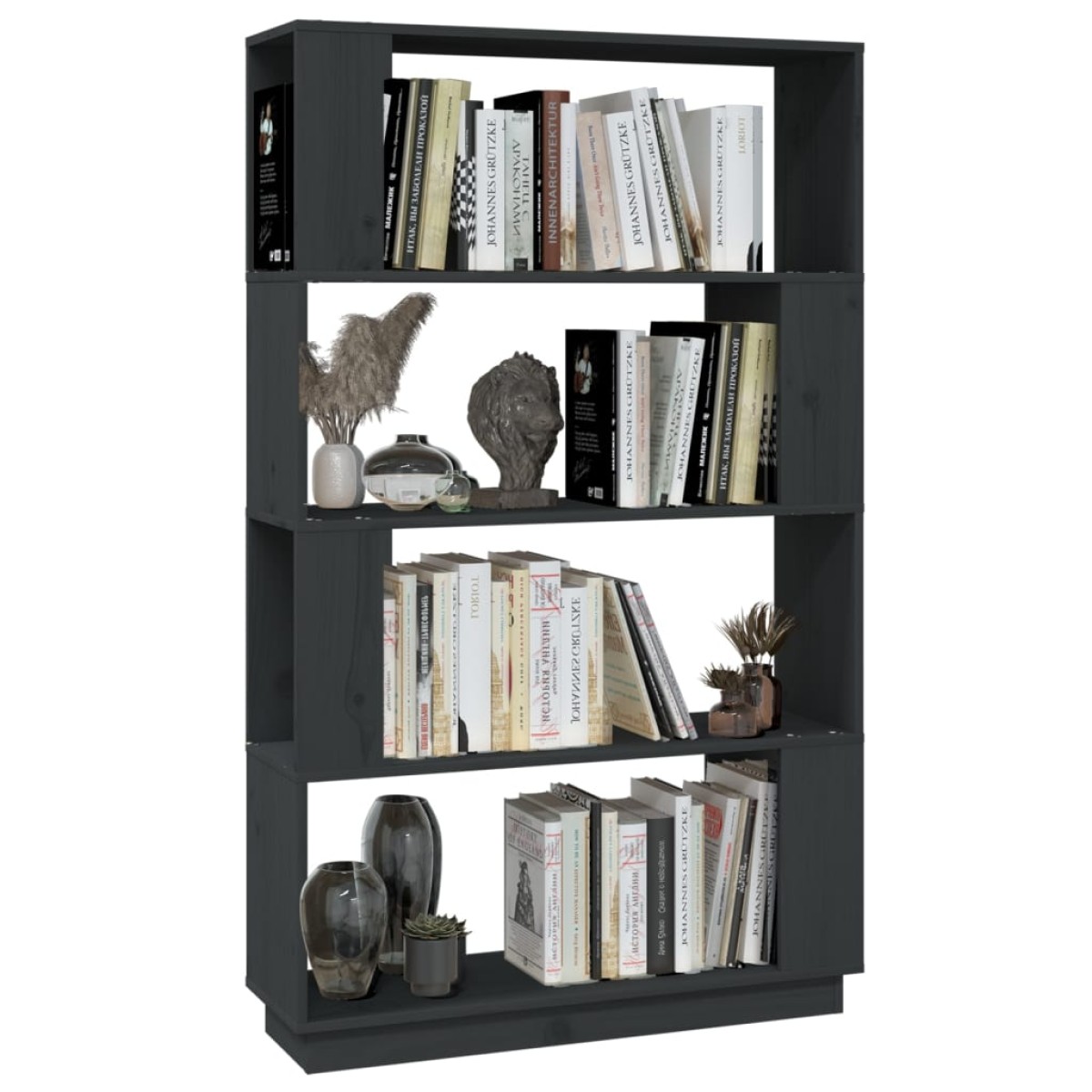 vidaXL Βιβλιοθήκη/Διαχωριστικό Χώρου Γκρι 80x25x132 εκ. Μασίφ Πεύκο