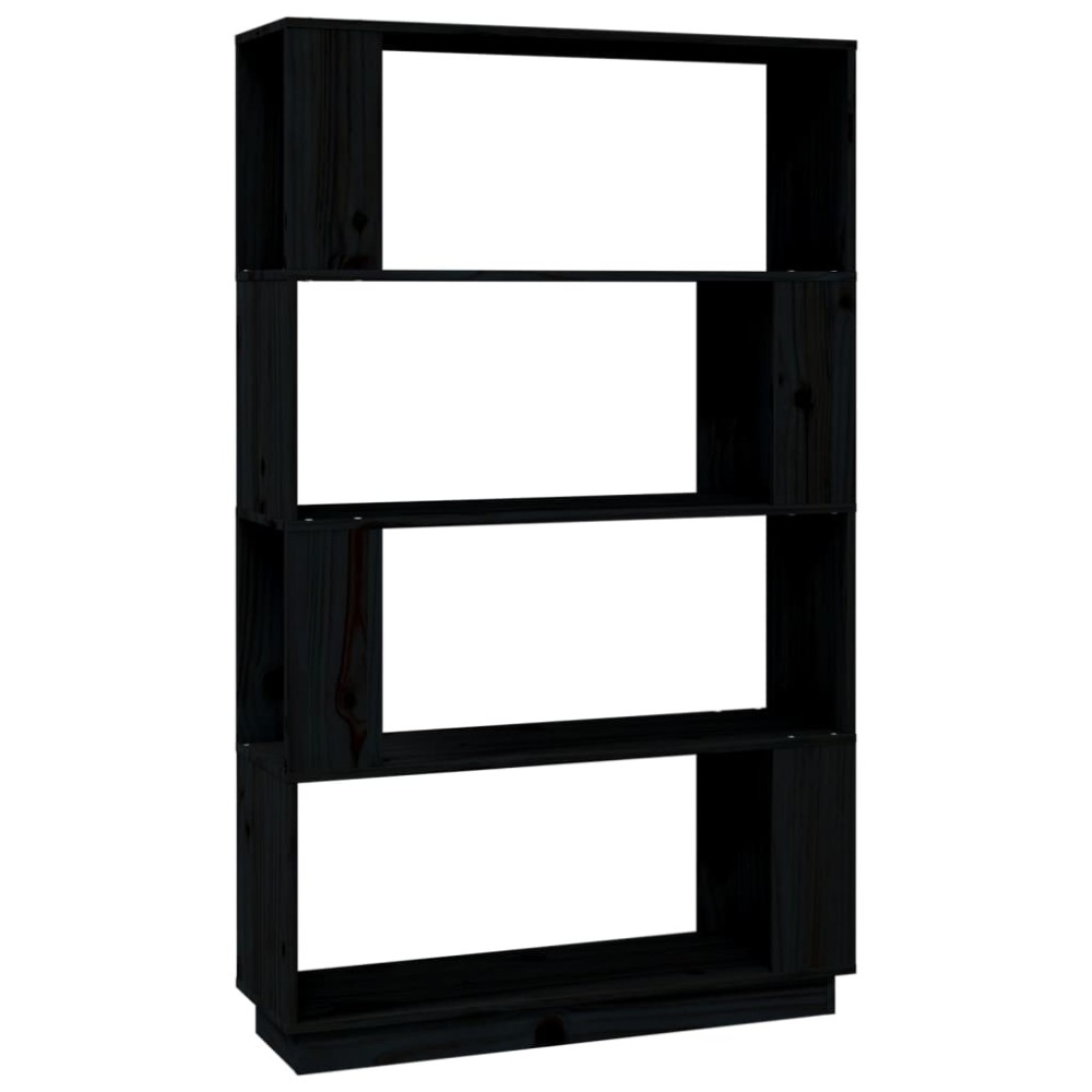 vidaXL Βιβλιοθήκη/Διαχωριστικό Χώρου Μαύρο 80x25x132 εκ. Μασίφ Πεύκο