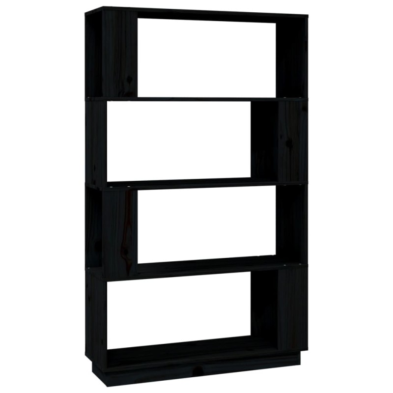 vidaXL Βιβλιοθήκη/Διαχωριστικό Χώρου Μαύρο 80x25x132 εκ. Μασίφ Πεύκο