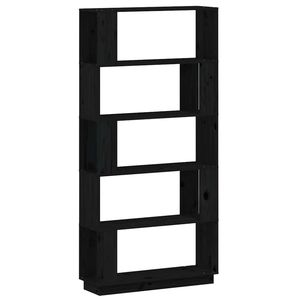 vidaXL Βιβλιοθήκη/Διαχωριστικό Χώρου Μαύρο 80x25x163,5 εκ. Μασίφ Πεύκο