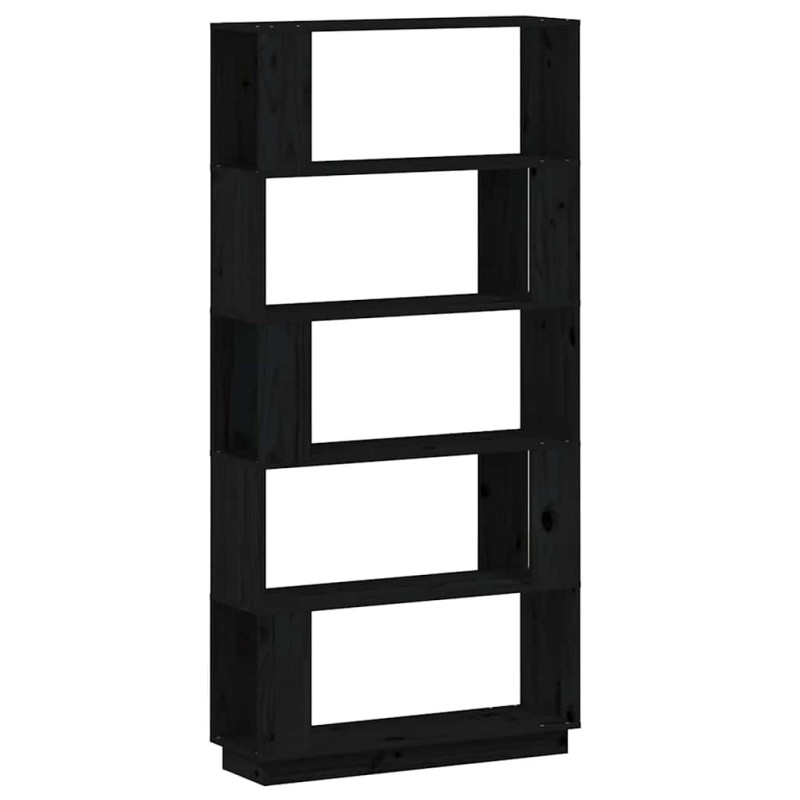 vidaXL Βιβλιοθήκη/Διαχωριστικό Χώρου Μαύρο 80x25x163,5 εκ. Μασίφ Πεύκο