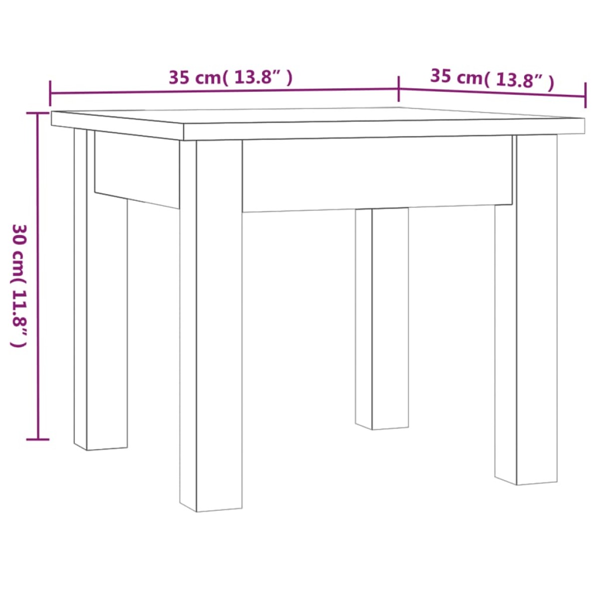 vidaXL Τραπεζάκι Σαλονιού Γκρι 35 x 35 x 30 εκ. από Μασίφ Ξύλο Πεύκου