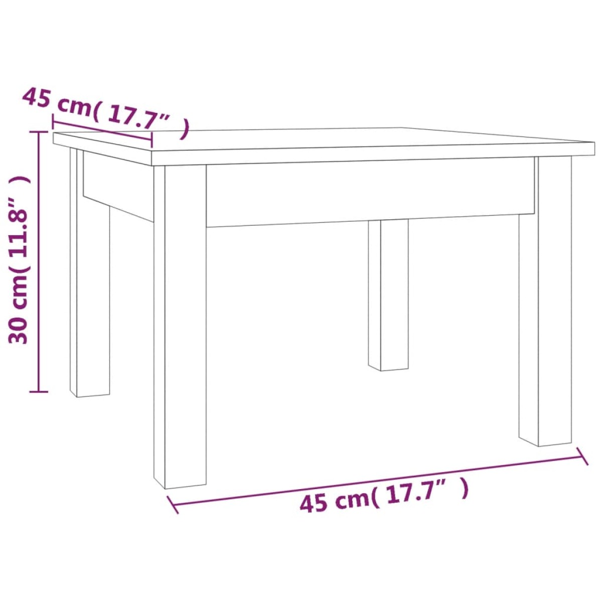 vidaXL Τραπεζάκι Σαλονιού Γκρι 45x45x30 εκ. από Μασίφ Ξύλο Πεύκου
