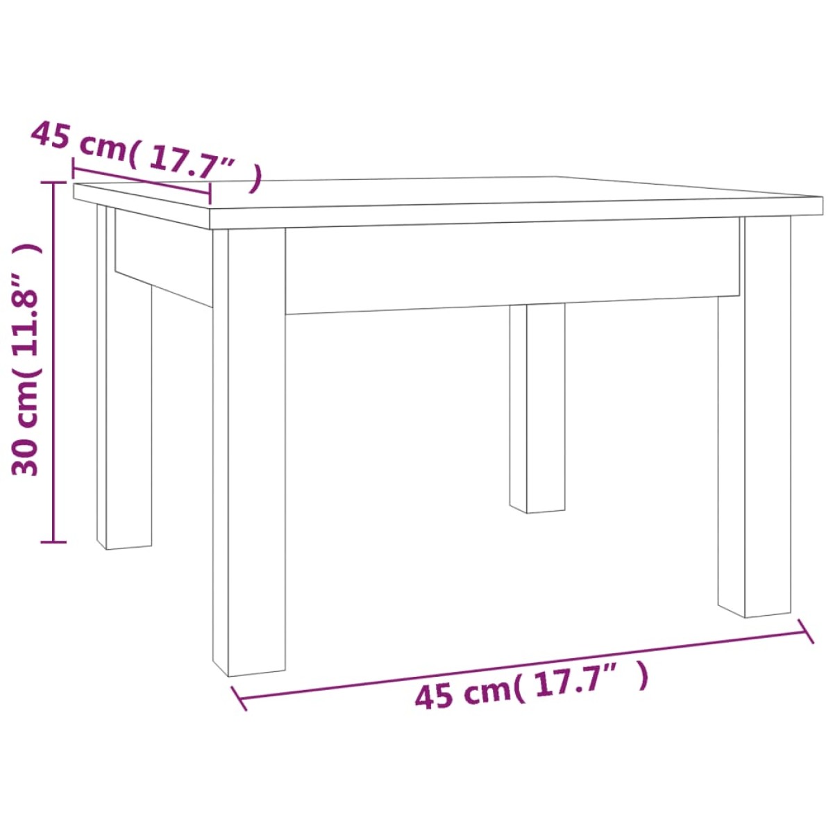 vidaXL Τραπεζάκι Σαλονιού Καφέ Μελί 45x45x30 εκ. Μασίφ Ξύλο Πεύκου