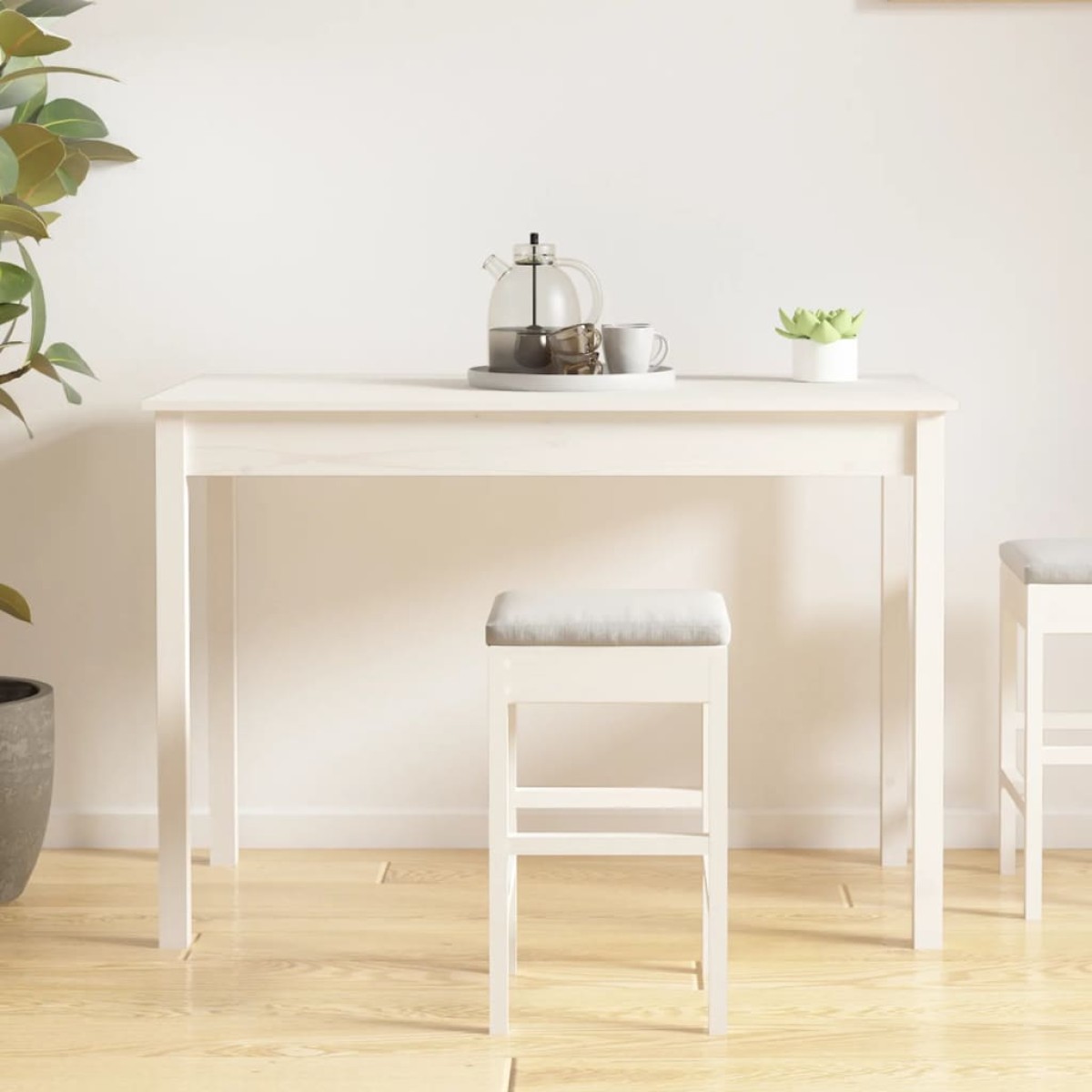 vidaXL Τραπεζαρία Λευκή 110 x 55 x 75 εκ. από Μασίφ Ξύλο Πεύκου