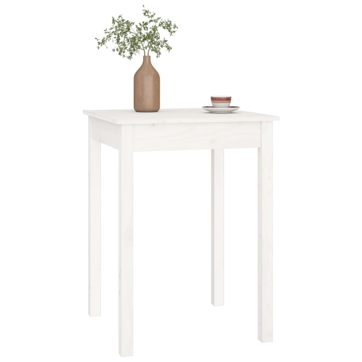 vidaXL Τραπεζαρία Λευκή 55 x 55 x 75 εκ. από Μασίφ Ξύλο Πεύκου