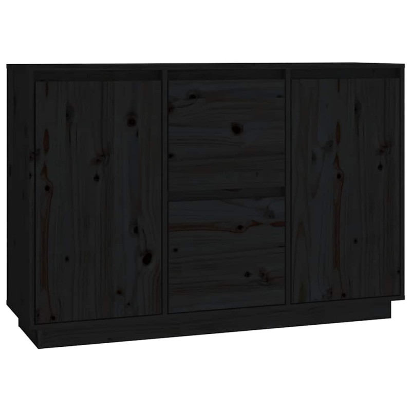 vidaXL Ντουλάπι Μαύρος 111 x 34 x 75 εκ. από Μασίφ Ξύλο Πεύκου