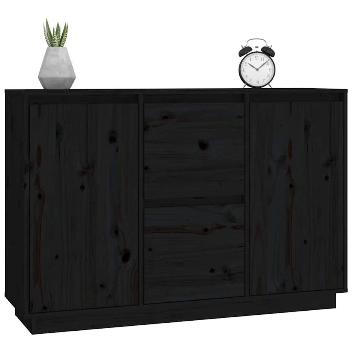 vidaXL Ντουλάπι Μαύρος 111 x 34 x 75 εκ. από Μασίφ Ξύλο Πεύκου