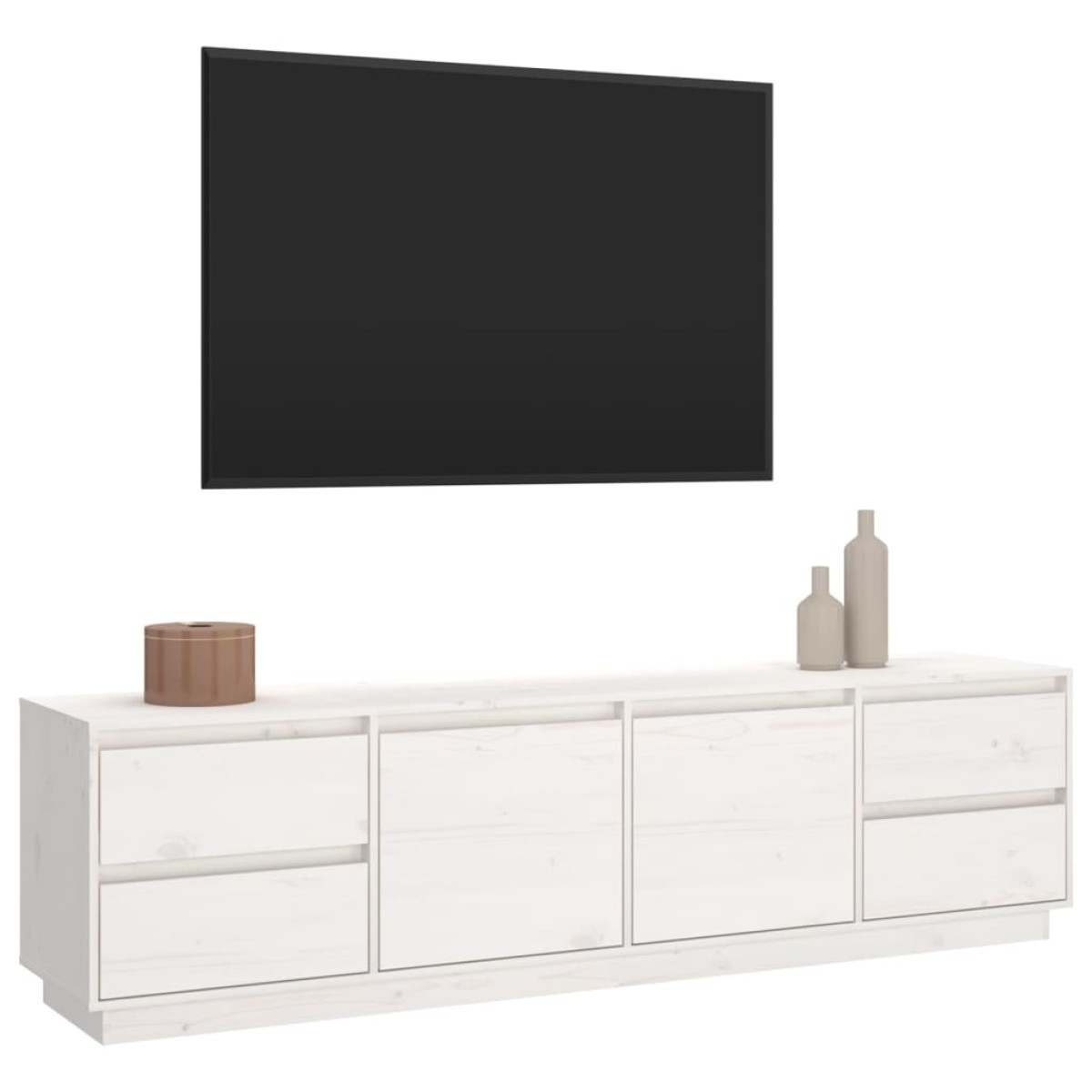 vidaXL Έπιπλο Τηλεόρασης Λευκό 176x37x47,5 εκ. από Μασίφ Ξύλο Πεύκου