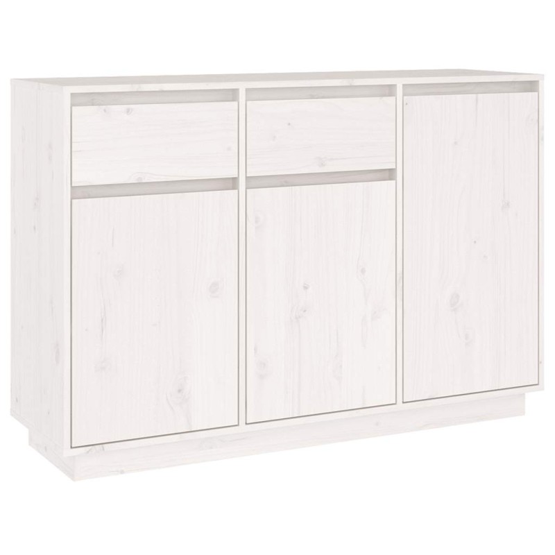 vidaXL Μπουφές Λευκός 110 x 34 x 75 εκ. από Μασίφ Ξύλο Πεύκου