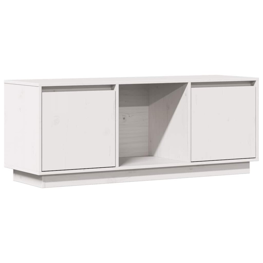 vidaXL Έπιπλο Τηλεόρασης Λευκό 110,5x35x44 εκ. από Μασίφ Ξύλο Πεύκου