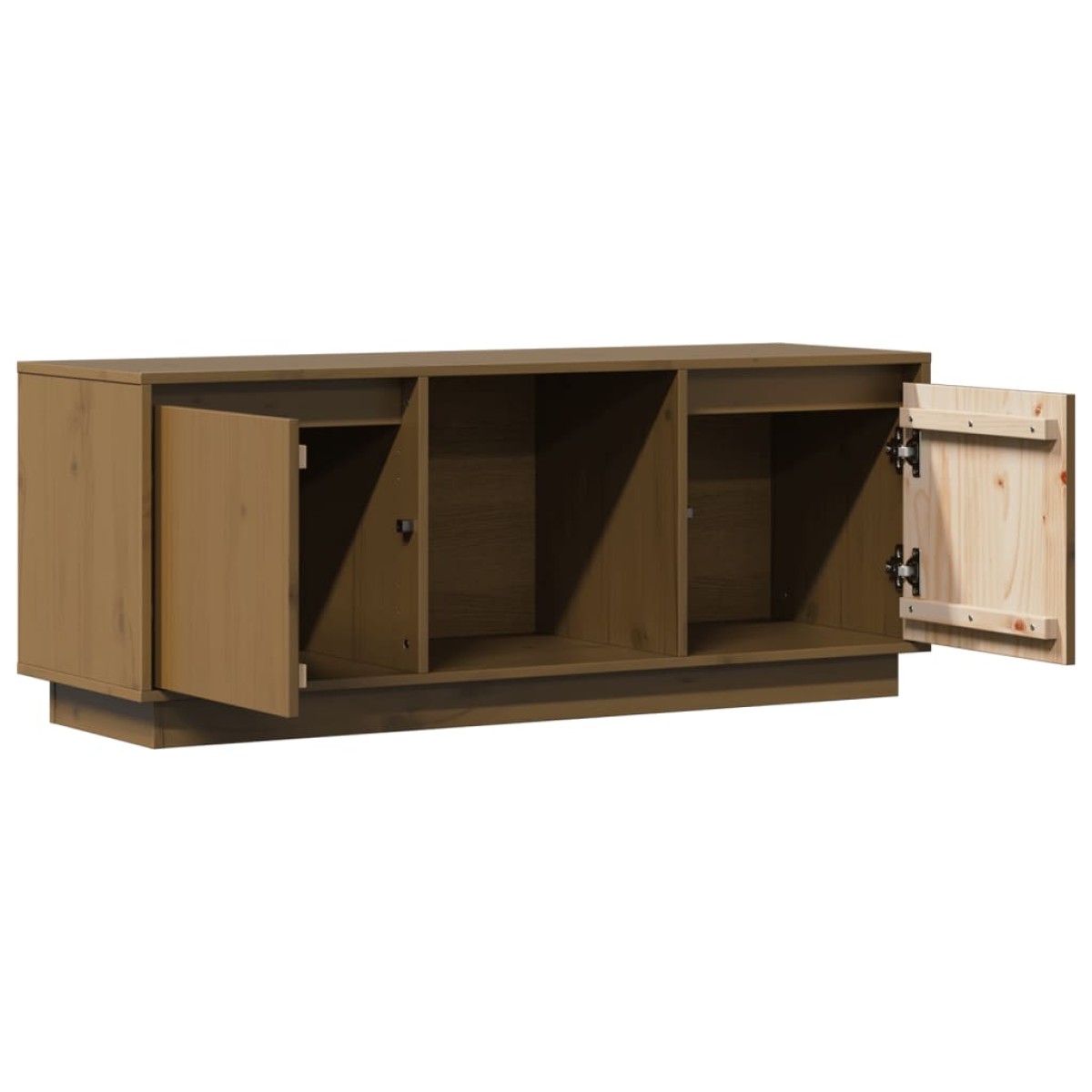 vidaXL Έπιπλο Τηλεόρασης Καφέ Μελί 110,5x35x44εκ από Μασίφ Ξύλο Πεύκου