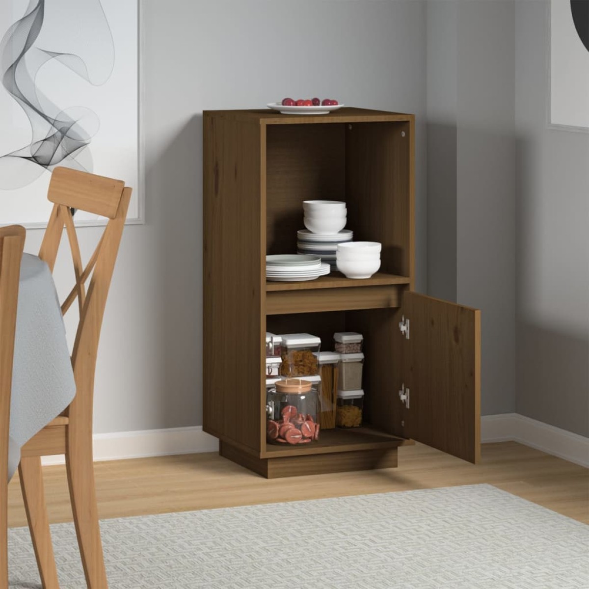 vidaXL Ντουλάπι Καφέ Μέλι 38 x 35 x 80 εκ. από Μασίφ Ξύλο Πεύκου