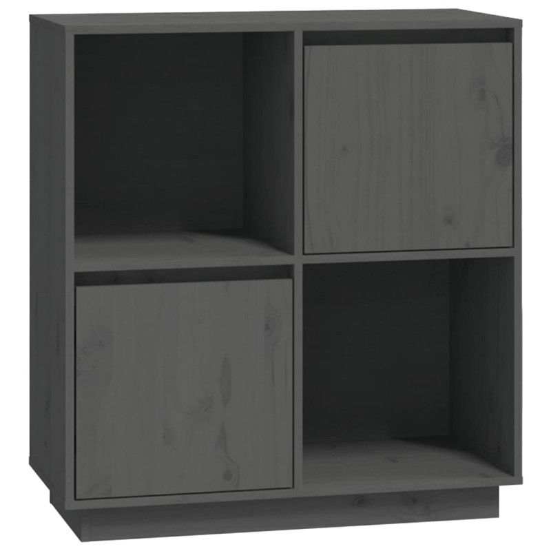 vidaXL Ντουλάπι Γκρι 74 x 35 x 80 εκ. από Μασίφ Ξύλο Πεύκου