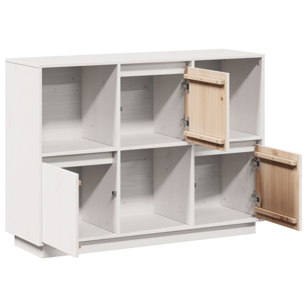 vidaXL Ντουλάπι Λευκό 110,5 x 35 x 80 εκ. από Μασίφ Ξύλο Πεύκου