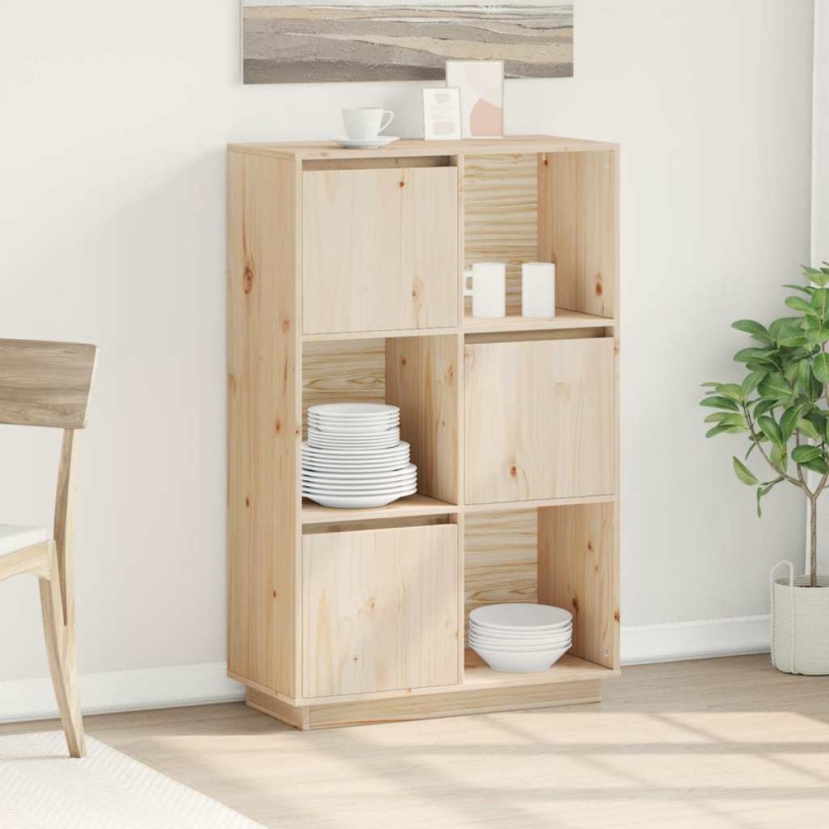 vidaXL Ντουλάπι Ψηλό 74 x 35 x 117 εκ. από Μασίφ Ξύλο Πεύκου