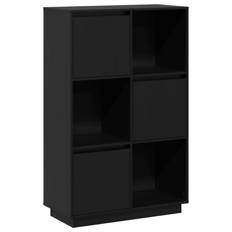 vidaXL Ντουλάπι Ψηλό Μαύρο 74 x 35 x 117 εκ. από Μασίφ Ξύλο Πεύκου