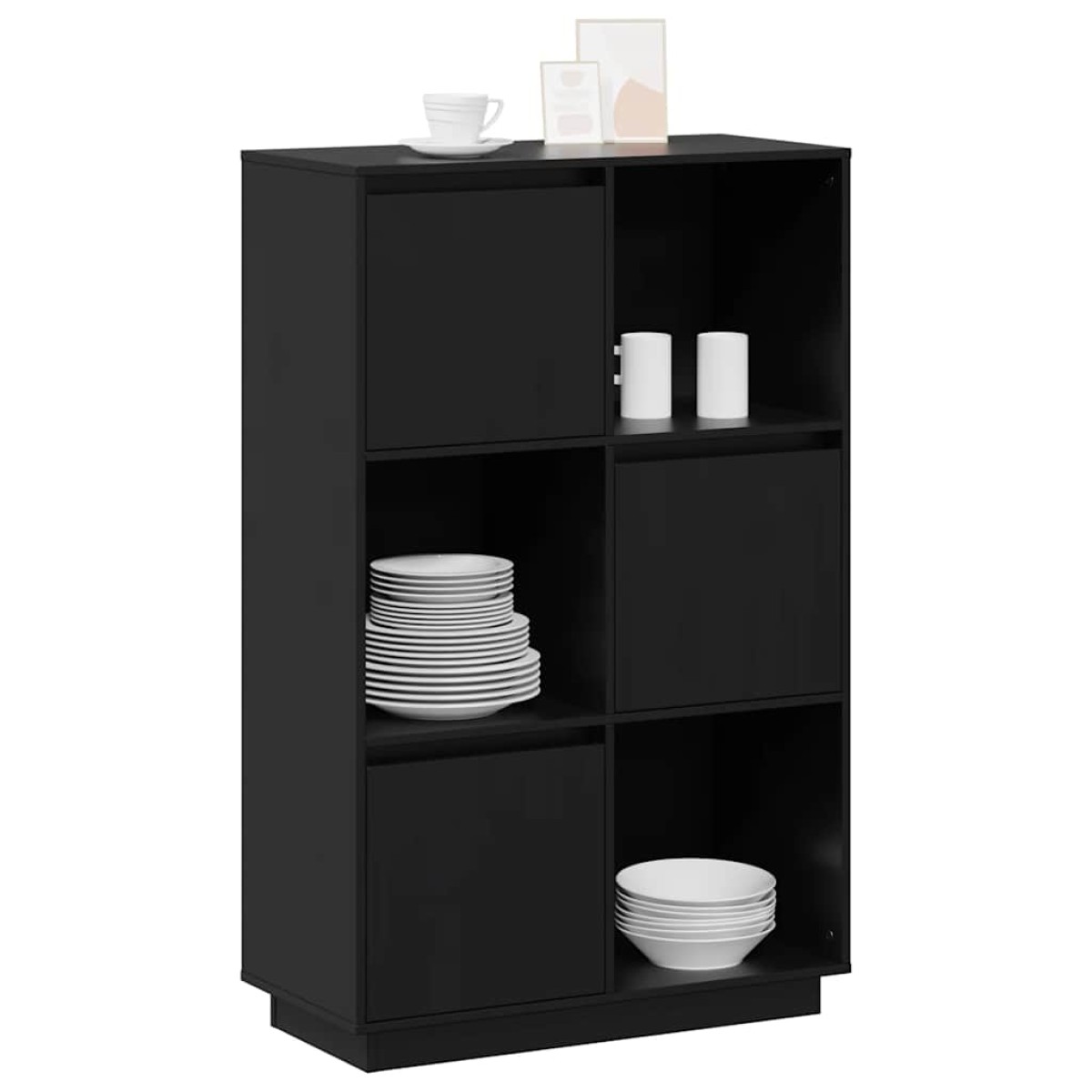 vidaXL Ντουλάπι Ψηλό Μαύρο 74 x 35 x 117 εκ. από Μασίφ Ξύλο Πεύκου