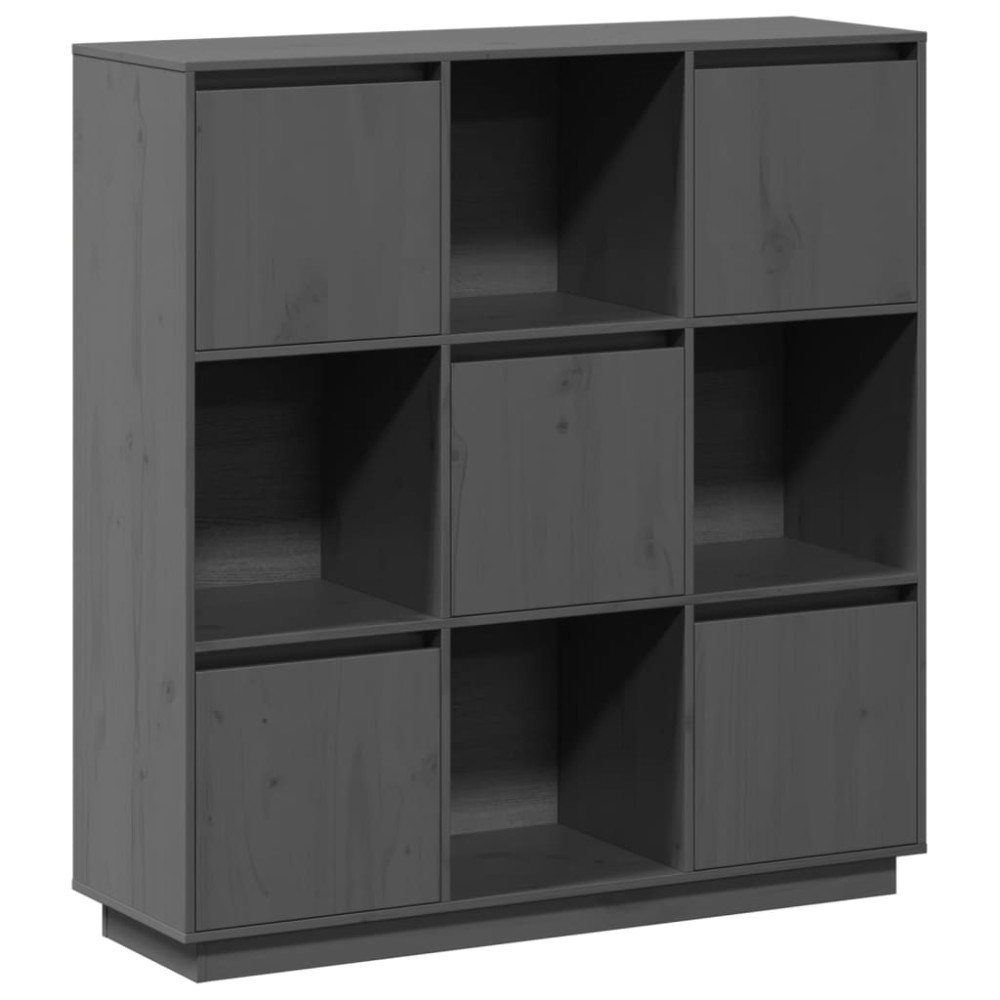 vidaXL Ντουλάπι Ψηλό Γκρι 110,5 x 35 x 117 εκ. από Μασίφ Ξύλο Πεύκου
