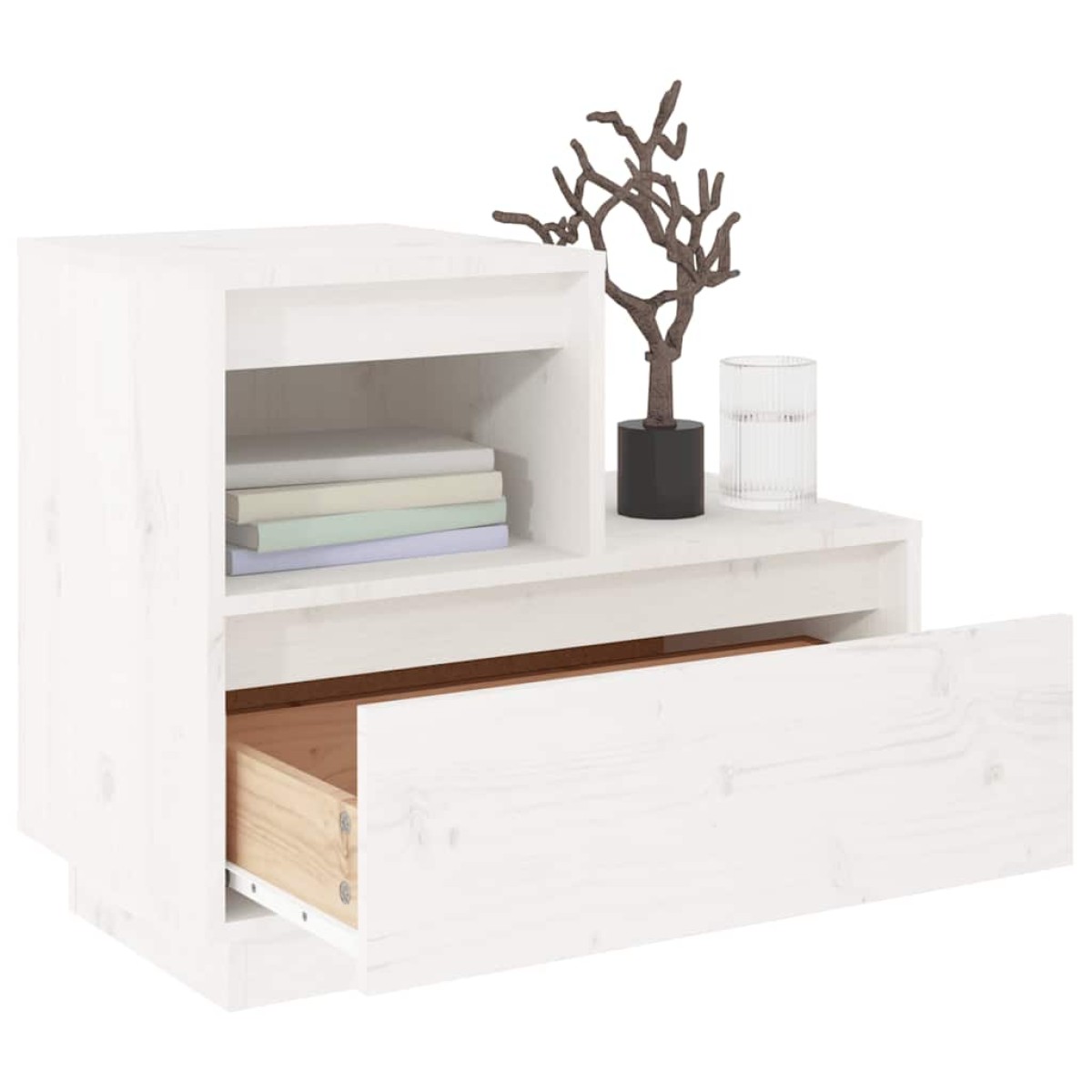vidaXL Κομοδίνα 2 τεμ. Λευκά 60 x 34 x 51 εκ. από Μασίφ Ξύλο Πεύκου