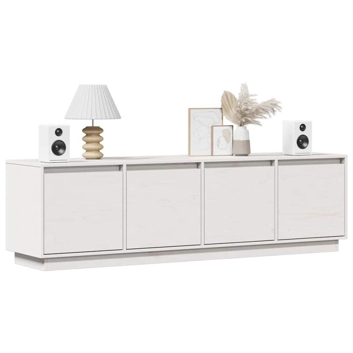 vidaXL Έπιπλο Τηλεόρασης Λευκό 156 x 37 x 45 εκ. από Μασίφ Ξύλο Πεύκου
