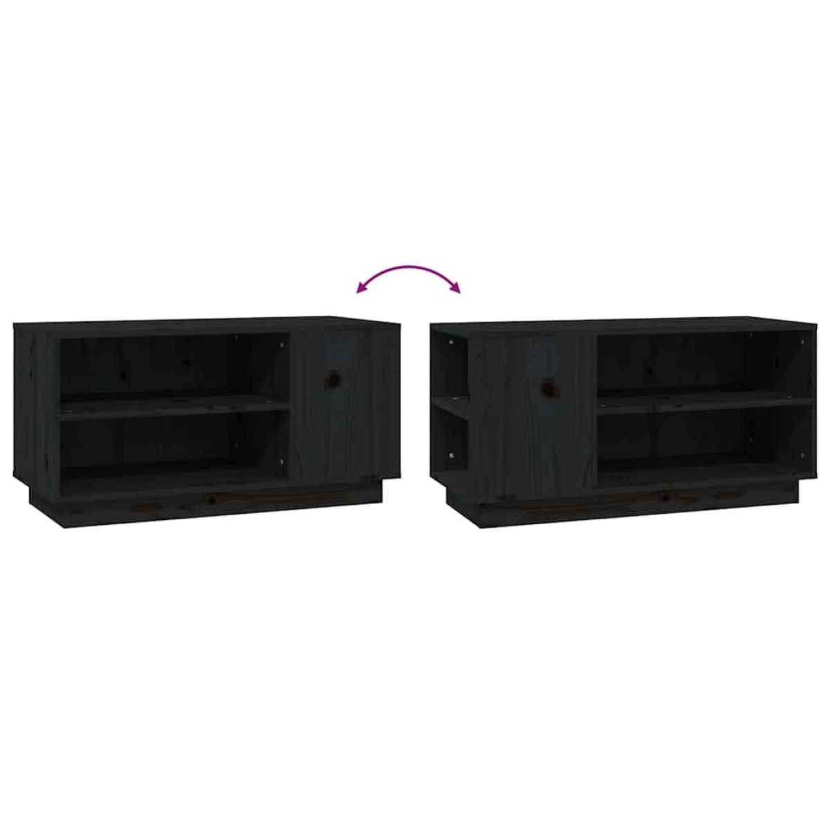 vidaXL Έπιπλο Τηλεόρασης Μαύρο 80x35x40,5 εκ. από Μασίφ Ξύλο Πεύκου
