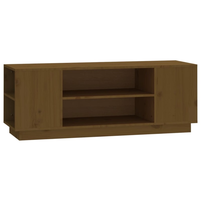 vidaXL Έπιπλο Τηλεόρασης Καφέ Μελί 110x35x40,5εκ από Μασίφ Ξύλο Πεύκου