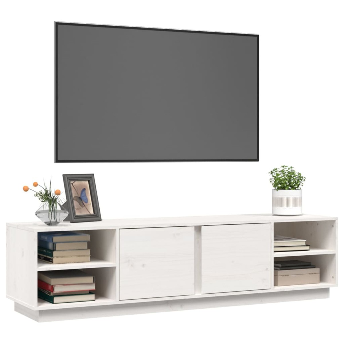 vidaXL Έπιπλο Τηλεόρασης Λευκό 156 x 40 x 40 εκ. από Μασίφ Ξύλο Πεύκου