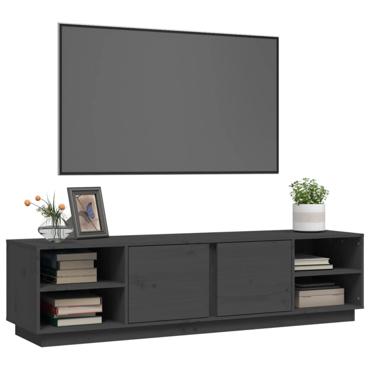 vidaXL Έπιπλο Τηλεόρασης Γκρι 156x40x40 εκ. από Μασίφ Ξύλο Πεύκου