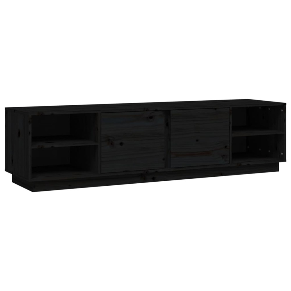 vidaXL Έπιπλο Τηλεόρασης Μαύρο 156x40x40 εκ. από Μασίφ Ξύλο Πεύκου
