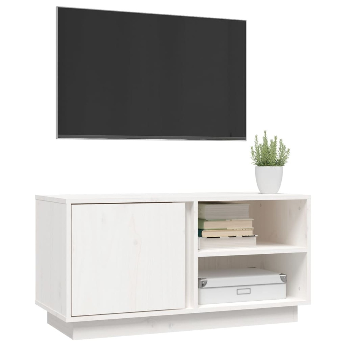 vidaXL Έπιπλο Τηλεόρασης Λευκό 80x35x40,5 εκ. από Μασίφ Ξύλο Πεύκου