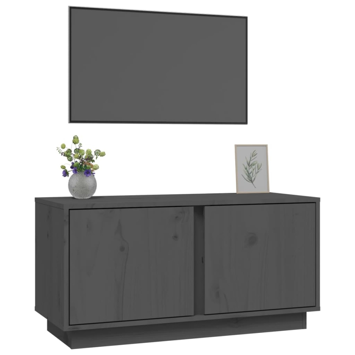 vidaXL Έπιπλο Τηλεόρασης Γκρι 80x35x40,5 εκ. από Μασίφ Ξύλο Πεύκου